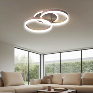 Lustra Led Cafeniu Dione 64w/3800lm 3000k/4000k/6500k cu Telecomanda 300+300mm