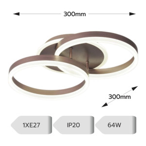 Lustra Led Cafeniu Dione 64w/3800lm 3000k/4000k/6500k cu Telecomanda 300+300mm