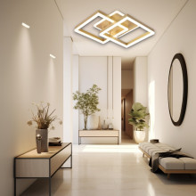 Lustra Led Auriu Sina 80w/4800lm 3000k/4000k/6500k cu Telecomanda 300+300mm