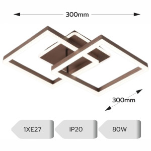 Lustra Led Cafeniu Sina 80w/4800lm 3000k/4000k/6500k cu Telecomanda 300+300mm