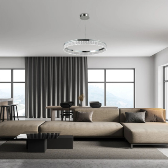 LUSTRA LED PAVO ALB 80W/5600LM 2700K-6500K 500X1200MM CU TELECOMANDA