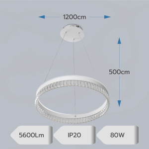 LUSTRA LED PAVO ALB 80W/5600LM 2700K-6500K 500X1200MM CU TELECOMANDA