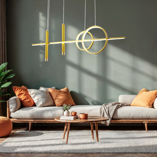 Lustra led aurie cu telecomanda CAELI 82W/4000LM 2700K-6500K