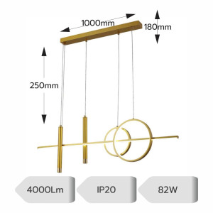 Lustra led aurie cu telecomanda CAELI 82W/4000LM 2700K-6500K
