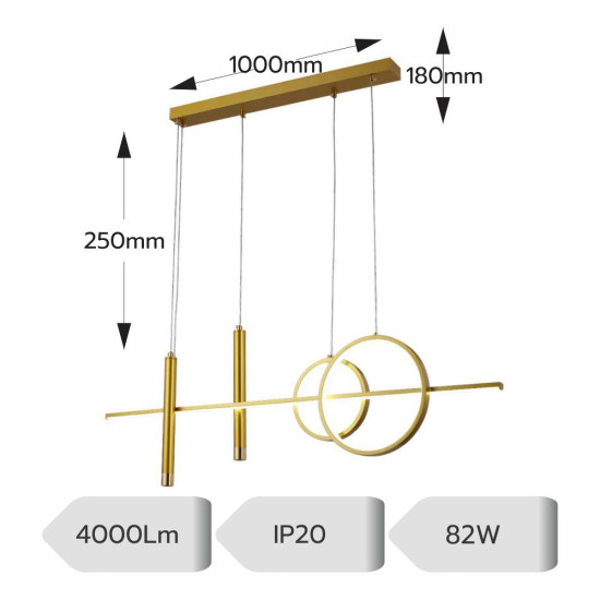 Lustra led aurie cu telecomanda CAELI 82W/4000LM 2700K-6500K