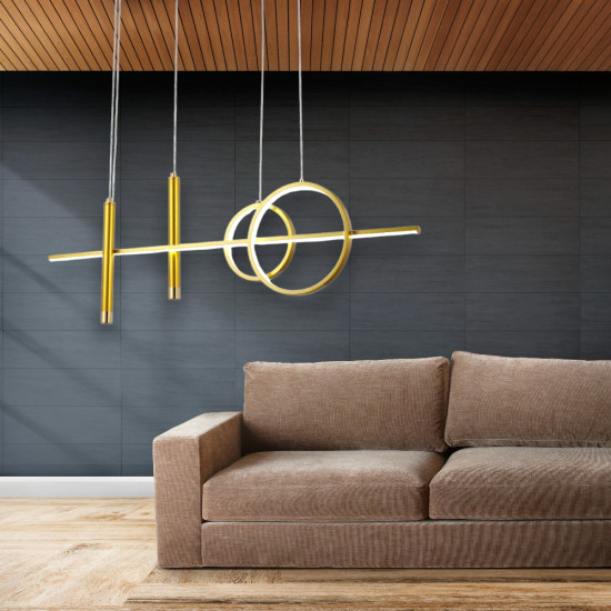 Lustra led aurie cu telecomanda CAELI 82W/4000LM 2700K-6500K