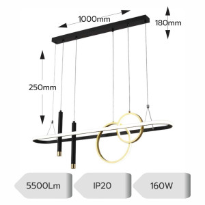 Lustra led cu telecomanda APODIS 116W/5500LM 2700K-6500K