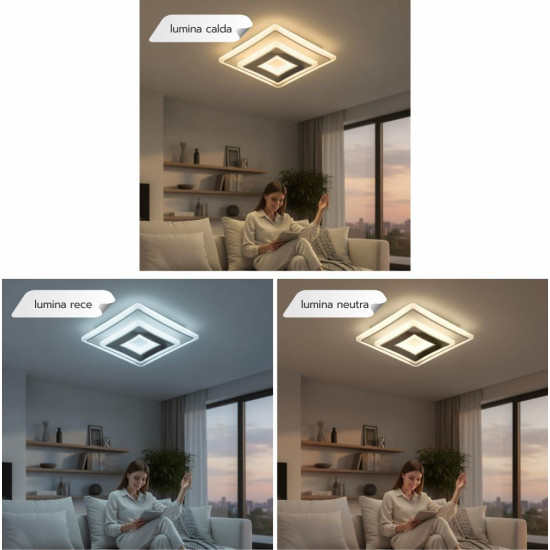 PLAFONIERA LED SINOPE  34W/2900LM 3000K/4000K/6500K 220X220X50MM