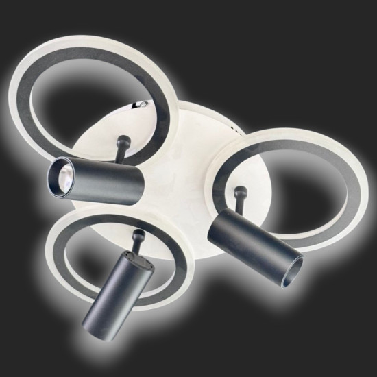 Lustra Led Neagra cu trei spoturi Carina 65w/4200lm 3000k/4000k/6500k cu Telecomanda