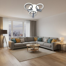 Lustra Led Neagra cu trei spoturi Carina 65w/4200lm 3000k/4000k/6500k cu Telecomanda 