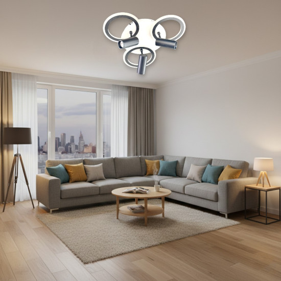 Lustra Led Neagra cu trei spoturi Carina 65w/4200lm 3000k/4000k/6500k cu Telecomanda