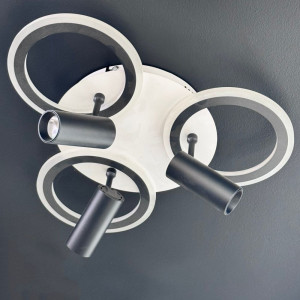 Lustra Led Neagra cu trei spoturi Carina 65w/4200lm 3000k/4000k/6500k cu Telecomanda