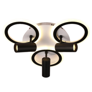 Lustra Led Neagra cu trei spoturi Carina 65w/4200lm 3000k/4000k/6500k cu Telecomanda