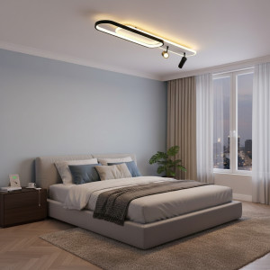 Lustra Led Neagra cu doua spoturi Carina 85w/4200lm 3000k/4000k/6500k cu Telecomanda