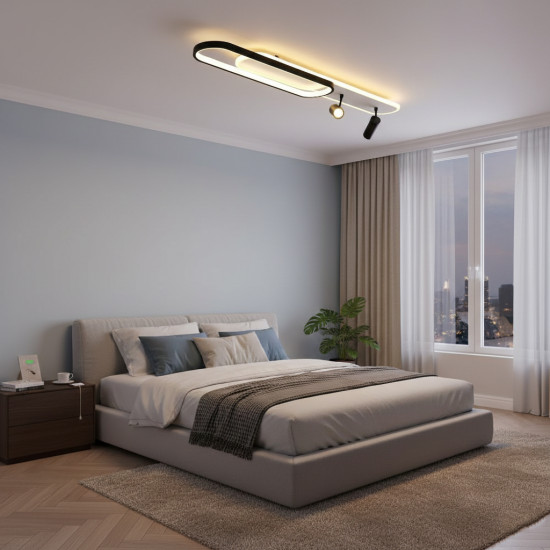 Lustra Led Neagra cu doua spoturi Carina 85w/4200lm 3000k/4000k/6500k cu Telecomanda