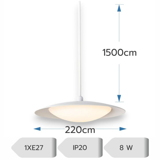 Lustra led Ara alba 8W/750LM 3000K-6500K