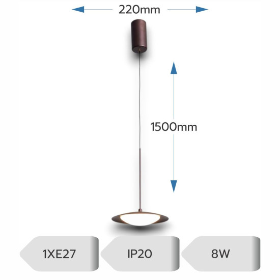 Lustra led Ara cafenie 8W/750LM 3000K-6500K