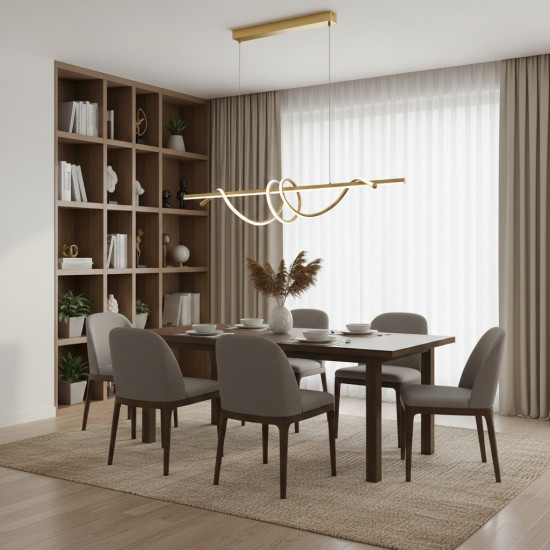 LUSTRA LED IRISA NEGRU+AURIU 45W/3000LM 2700K-6500K 3XG19 1000X210mm