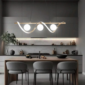 LUSTRA LED IRISA NEGRU+AURIU 45W/3000LM 2700K-6500K 3XG19 1000X210mm