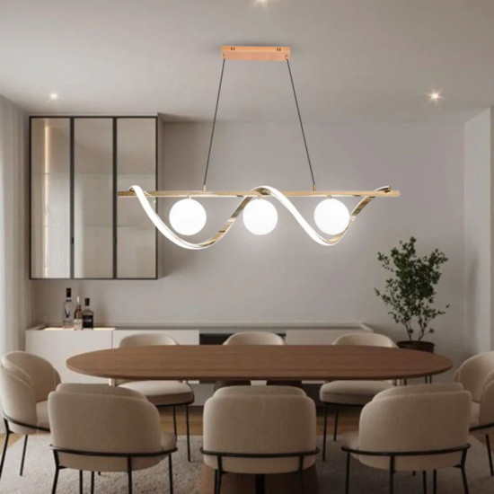 LUSTRA LED IRISA NEGRU+AURIU 45W/3000LM 2700K-6500K 3XG19 1000X210mm