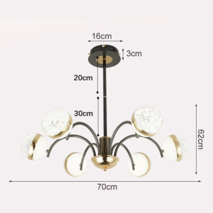 LUSTRA LED HYLA NEGRU+AURIU 95W/9500LM 3000K-6500K 700X620mm