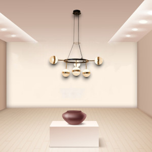 LUSTRA LED ELIANNA NEGRU+AURIU 92W/9300LM 2700K-6500K 580X800mm