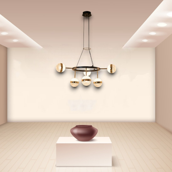 LUSTRA LED ELIANNA NEGRU+AURIU 92W/9300LM 2700K-6500K 580X800mm