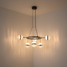 LUSTRA LED ELIANNA NEGRU+AURIU 92W/9300LM 2700K-6500K 580X800mm