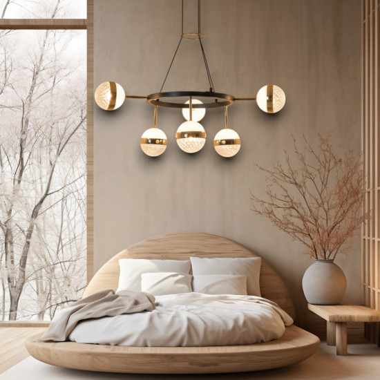 LUSTRA LED ELIANNA NEGRU+AURIU 92W/9300LM 2700K-6500K 580X800mm