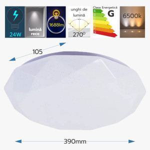 Plafoniera LED Diamant Ø390, 24W, 6400K