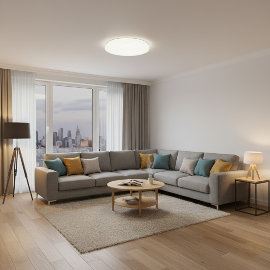 Plafoniera Led Slim Milky 24W=200W, Ø380x65 mm, 4000k, lumina neutra