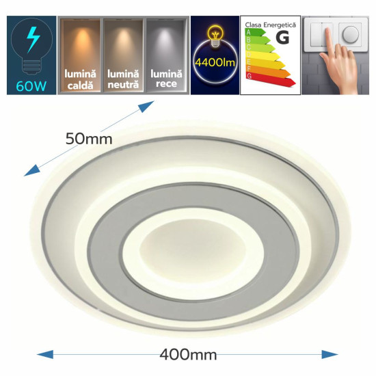 PLAFONIERA LED DEIMOS AJUSTABILA 65W/4900LM/3000K/4000K/6500