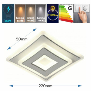 PLAFONIERA LED SINOPE  34W/2900LM 3000K/4000K/6500K 220X220X50MM
