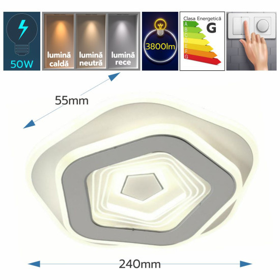 PLAFONIERA LED CRESSIDA 50W/3800LM 3000K/4000K/6500K