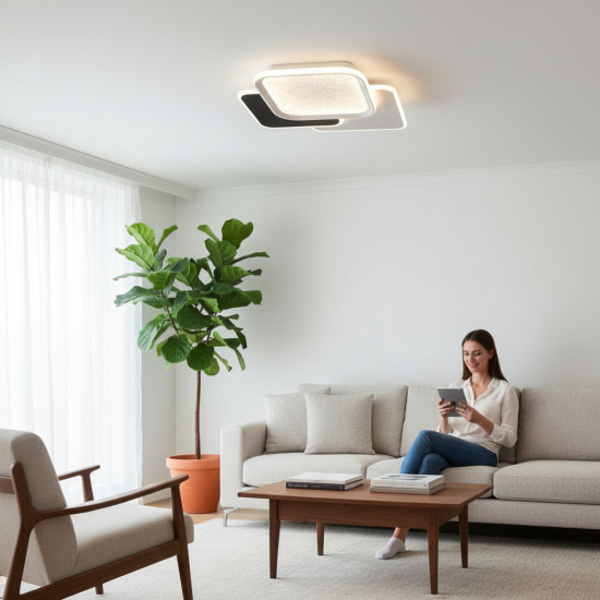 PLAFONIERA LED TAURUS PATRAT 88W/5800LM 3 CULORI+IR 500x490mm