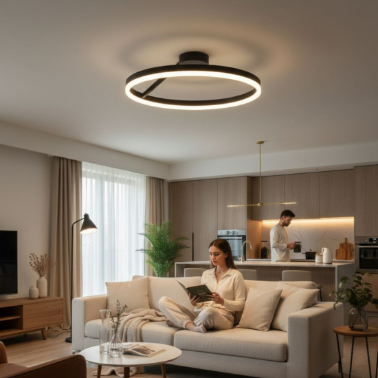 PLAFONIERA LED AQUILA NEGRU 40W/2400LM 3 CULORI 500MM PLAFONIERA LED AQUILA NEGRU 40W/2400LM 3 CULORI 500MM