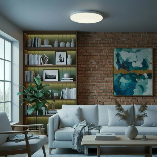 Plafoniera led ECO IP40 Rotunda Alba Fi370, 35W, 6500K, lumina rece