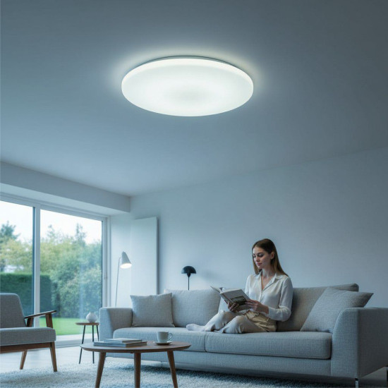 Plafoniera led ECO IP40 Rotunda Alba Fi450, 45W, 6500K, lumina rece