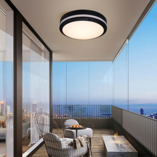 Plafoniera LED IP65 3CCT 3000lm, 300x55mm, IP65,2700K-4100K-6500K, Neagra