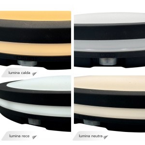 Plafoniera LED IP65 3CCT 3000lm, 300x55mm, IP65,2700K-4100K-6500K, Neagra