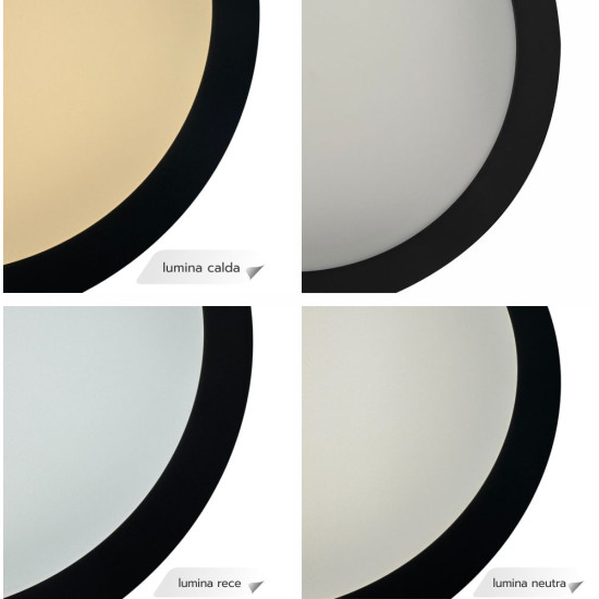 Plafoniera LED IP65 3CCT 3000lm, 300x55mm, IP65,2700K-4100K-6500K, Neagra