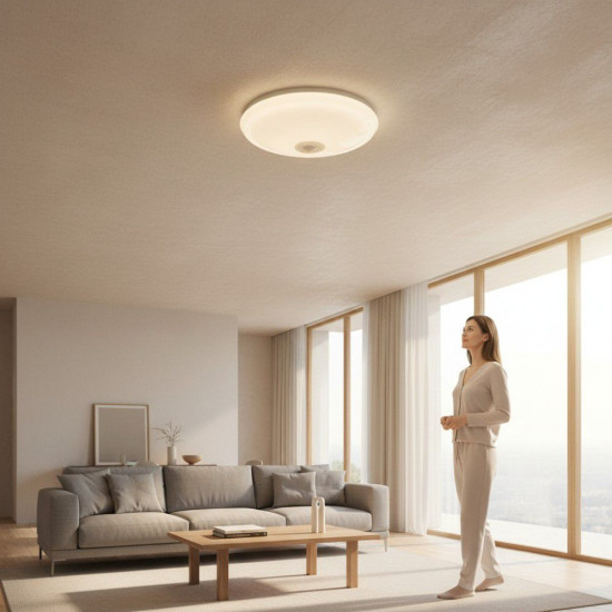 Plafoniera Led cu senzor de miscare reglabil  Ø270, 12W=75W, 4100K, lumina neutra