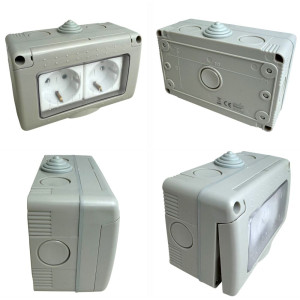 Priza Modulara Dubla cu capac, Antigron, 16A, IP55