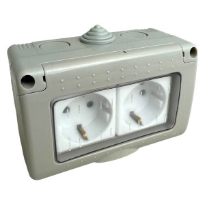 Priza Modulara Dubla cu capac, Antigron, 16A, IP55