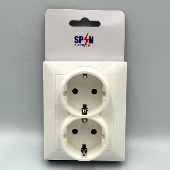 Priza Dubla 2P+E, Spin Top, Alba