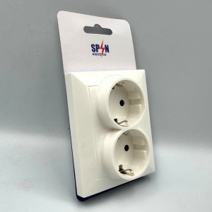 Priza Dubla 2P+E, Spin Top, Alba
