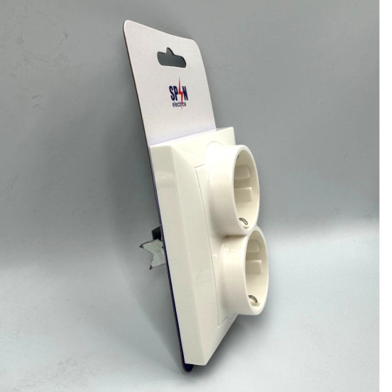 Priza Dubla 2P+E, Spin Top, Alba