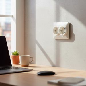 Priza Dubla 2P+E, Spin Top, Alba