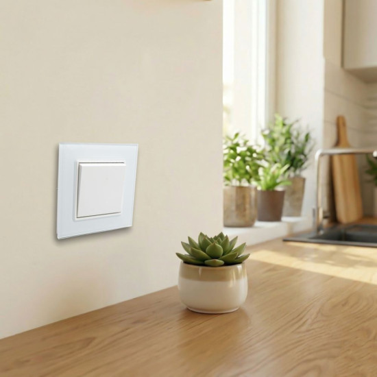 Intrerupator Simplu Alb cu Rama din Sticla
