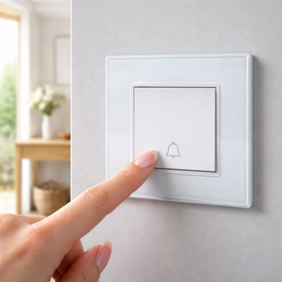 Intrerupator Sonerie Alb cu Rama din Sticla